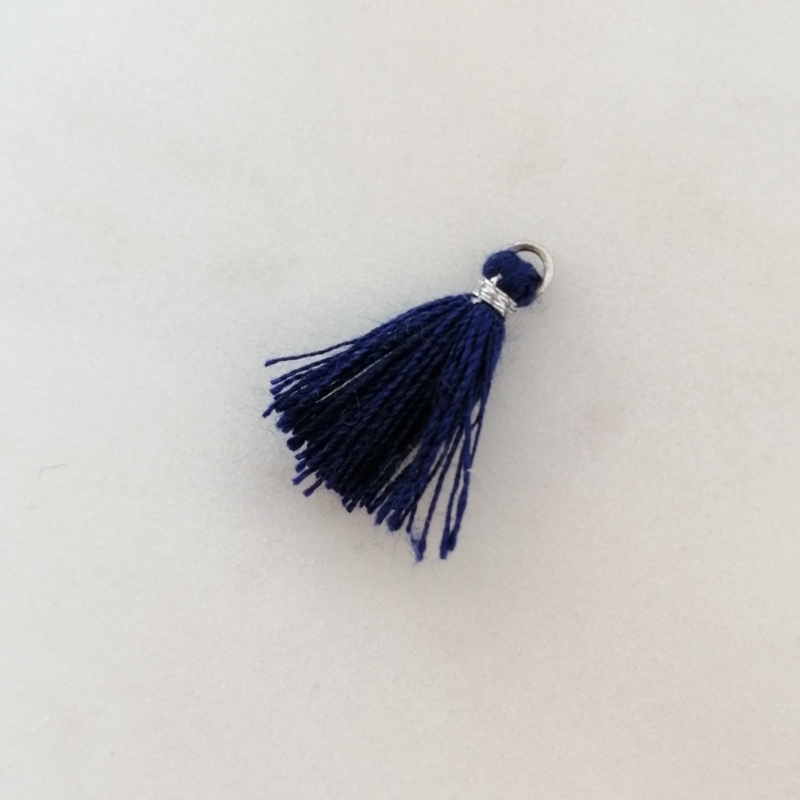 Quaste 1,6cm Silber / Dunkelblau