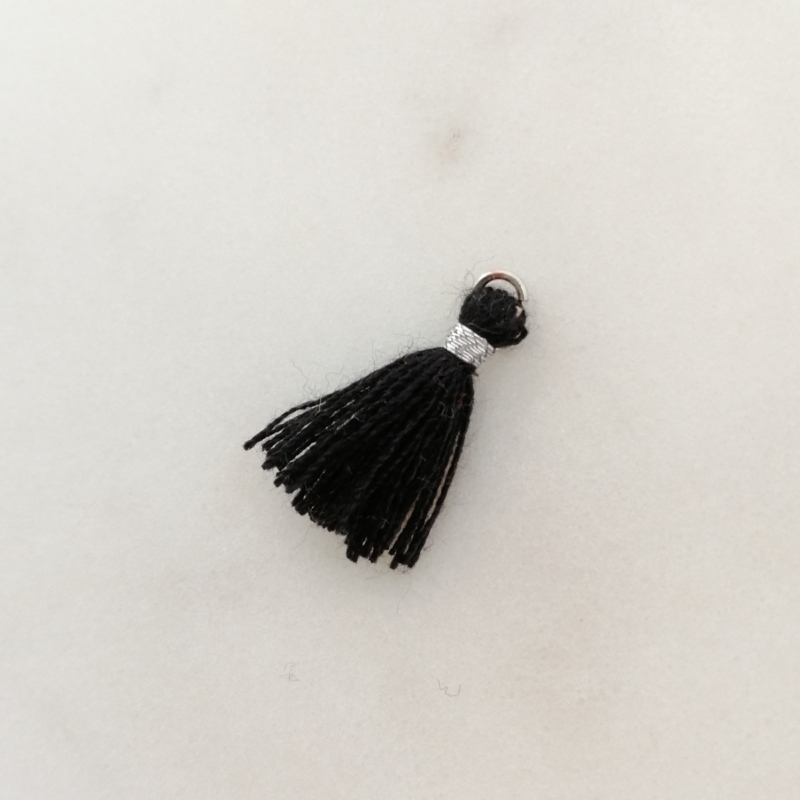 Quaste 1,6cm Silber / Schwarz