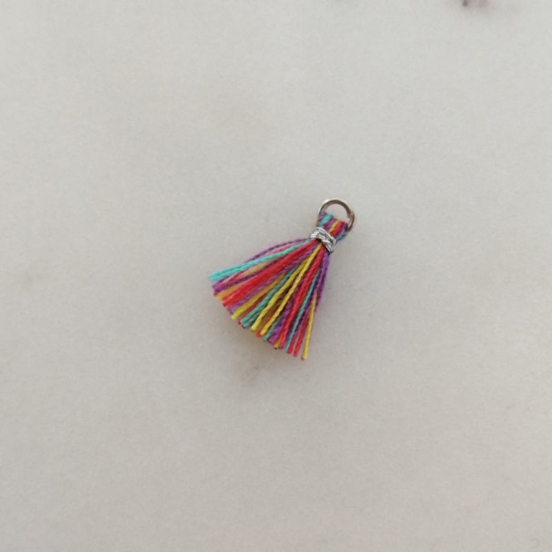 Mini Quaste 1cm Silber / Farbmix