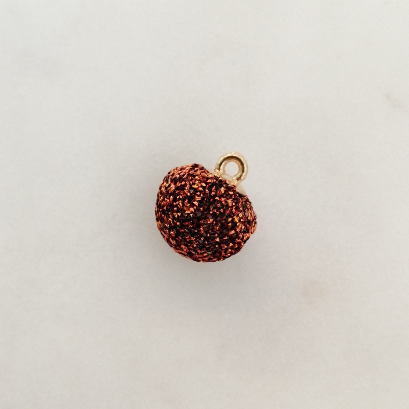 Glitzer Pompom Anhänger 12x10mm Gold / Rostbraun