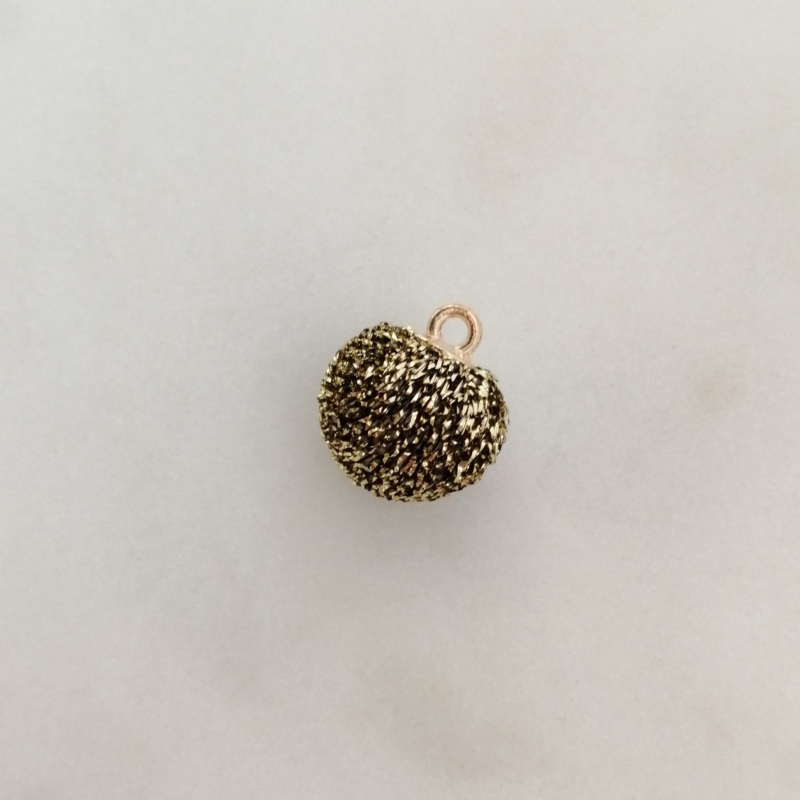 Glitzer Pompom Anhänger 12x10mm Gold