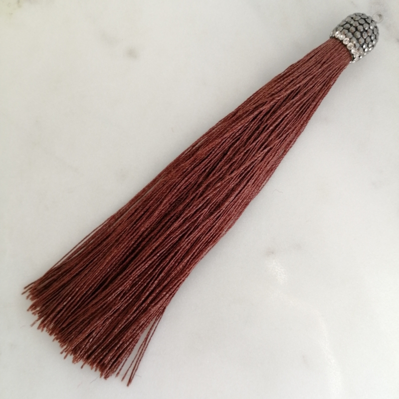 Strass Quaste 11,5cm Braun