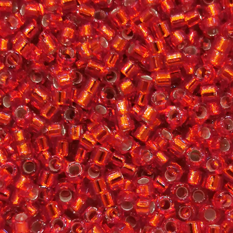 Miyuki Delica 11/0 - 1.6mm / 7g / DB43 Light Siam rot Silbereinzug