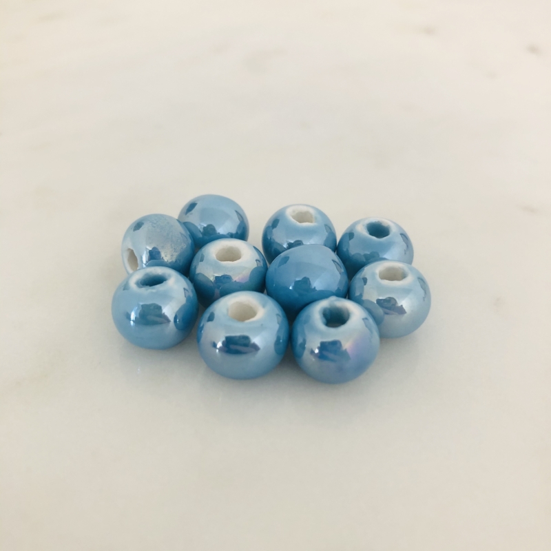 Keramikperle rund 10mm / Hellblau