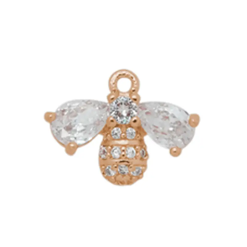 Strass Anhänger Biene 14x9mm / Kristall-Rosegold