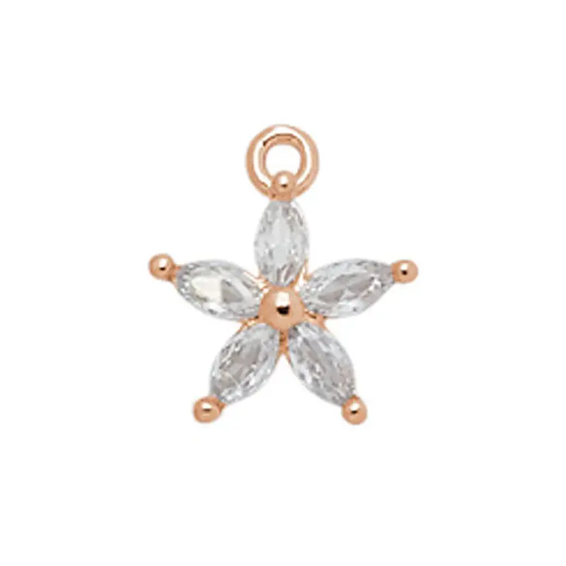 Strass Anhänger Blume 9x9mm / Kristall-Rosegold