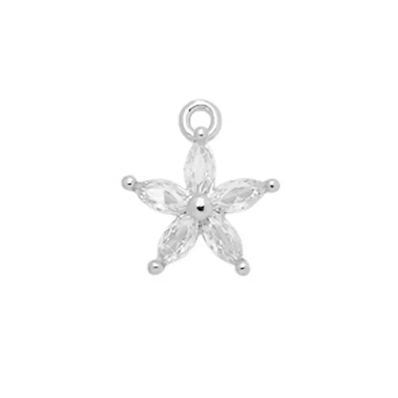 Strass Anhänger Blume 7x7mm / Kristall-Silber