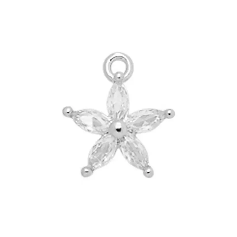 Strass Anhänger Blume 9x9mm / Kristall-Silber