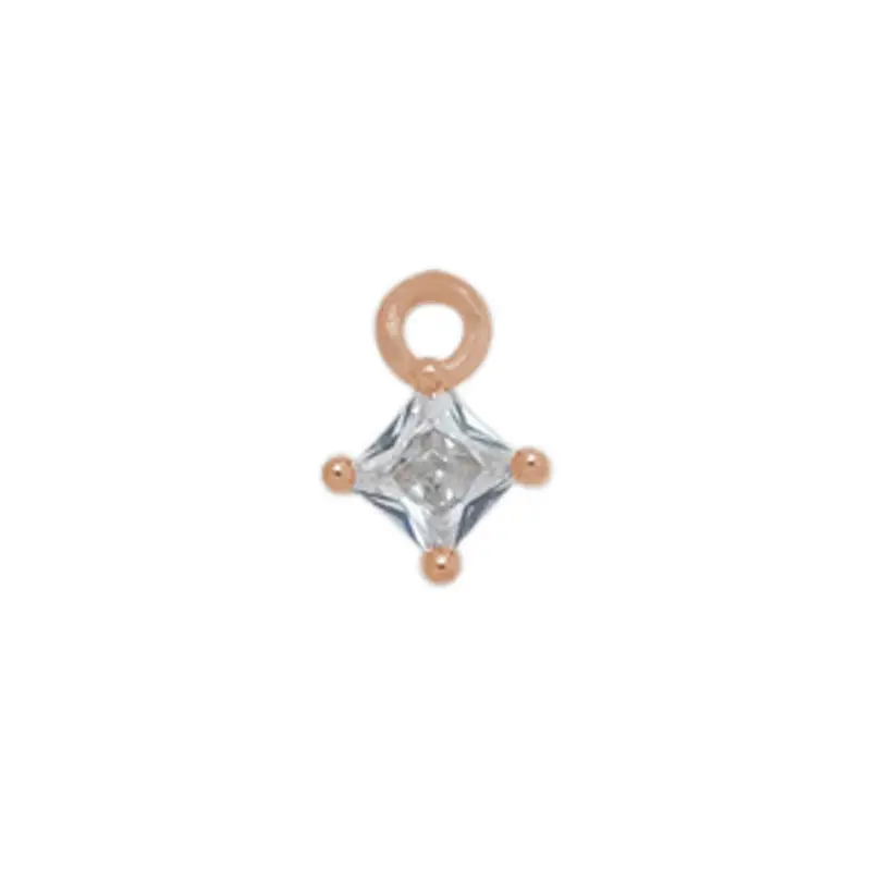 Strass Anhänger Quadrat 5x5mm / Kristall-Rosegold