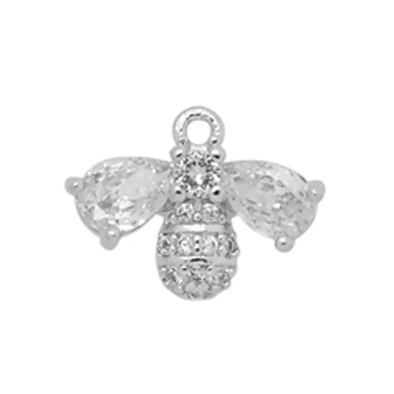 Strass Anhänger Biene 14x9mm / Kristall-Silber