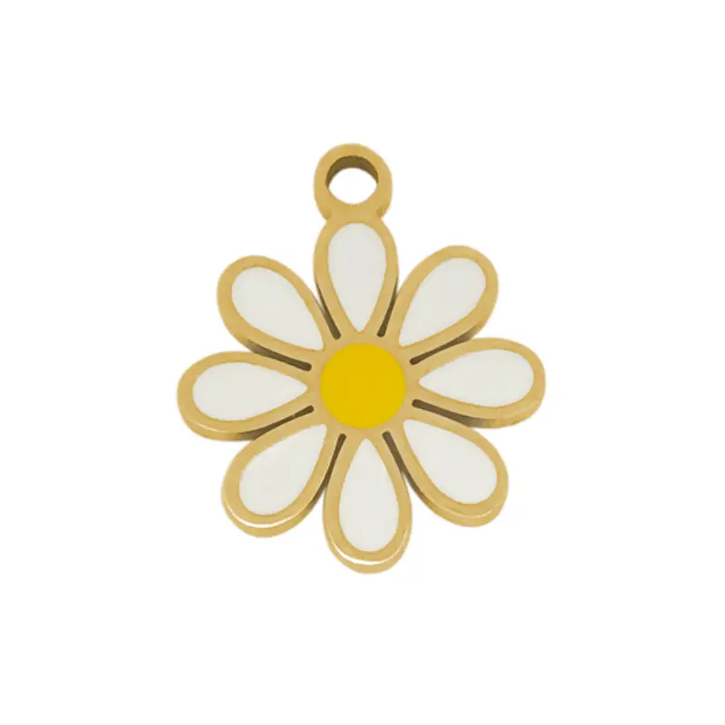 Stainless Steel - Anhänger Blume 13x11mm Gold