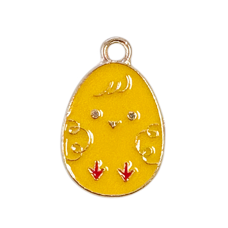 Metall Anhänger Osterei Küken 22x14mm / Gold-gelb