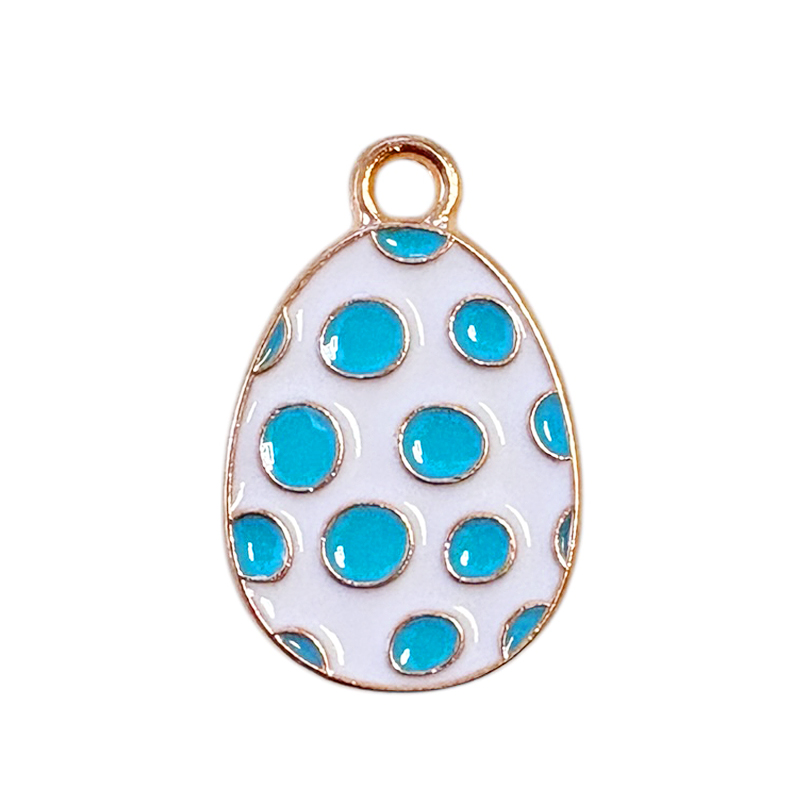 Metall Anhänger Osterei Punkte 22x14mm / Gold-blasslila-blau