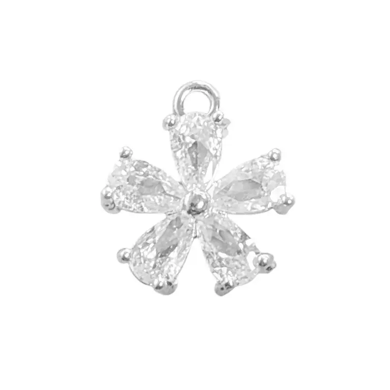 Strass Anhänger Blume 11mm / Kristall-Silber