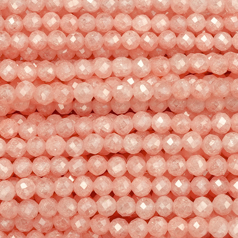 Kristallschliff Zirkonia Perlen / Rund 3mm Peach Blush